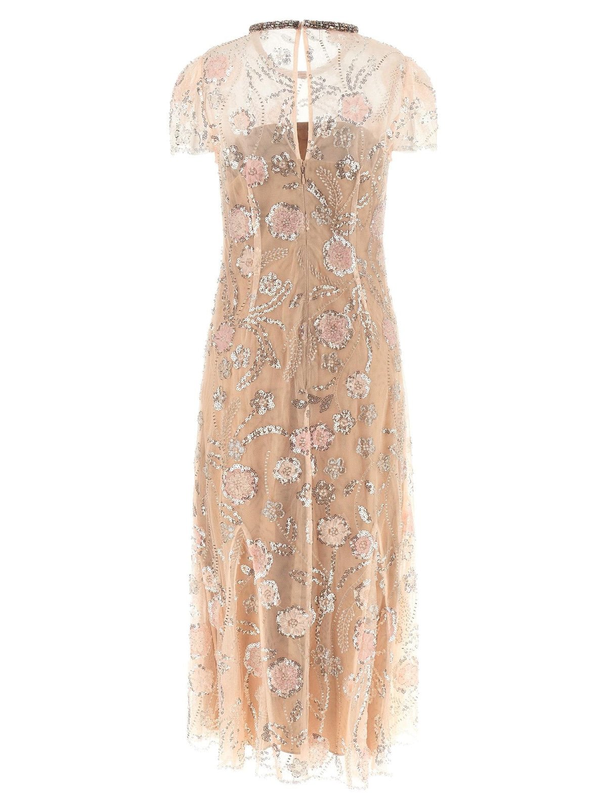 Self Portrait Women 'Pink Flower Sequin Embellished Midi' Dress