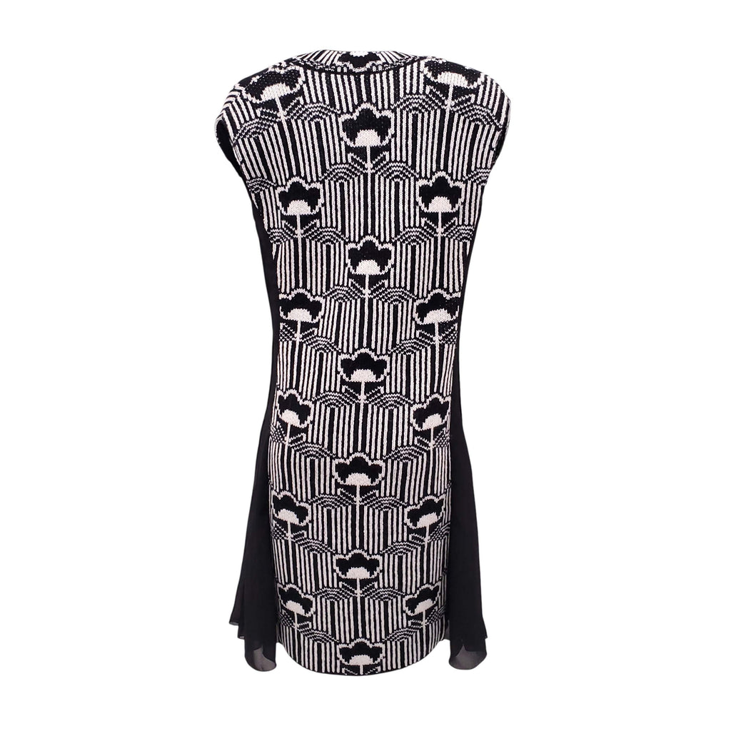 PRADA BLACK AND WHITE FLORAL RUNWAY DRESS - SIZE 38