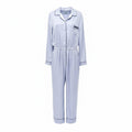 PRADA BLUE SILK PAJAMA JUMPSUIT WITH LOGO POCKET - SIZE 48