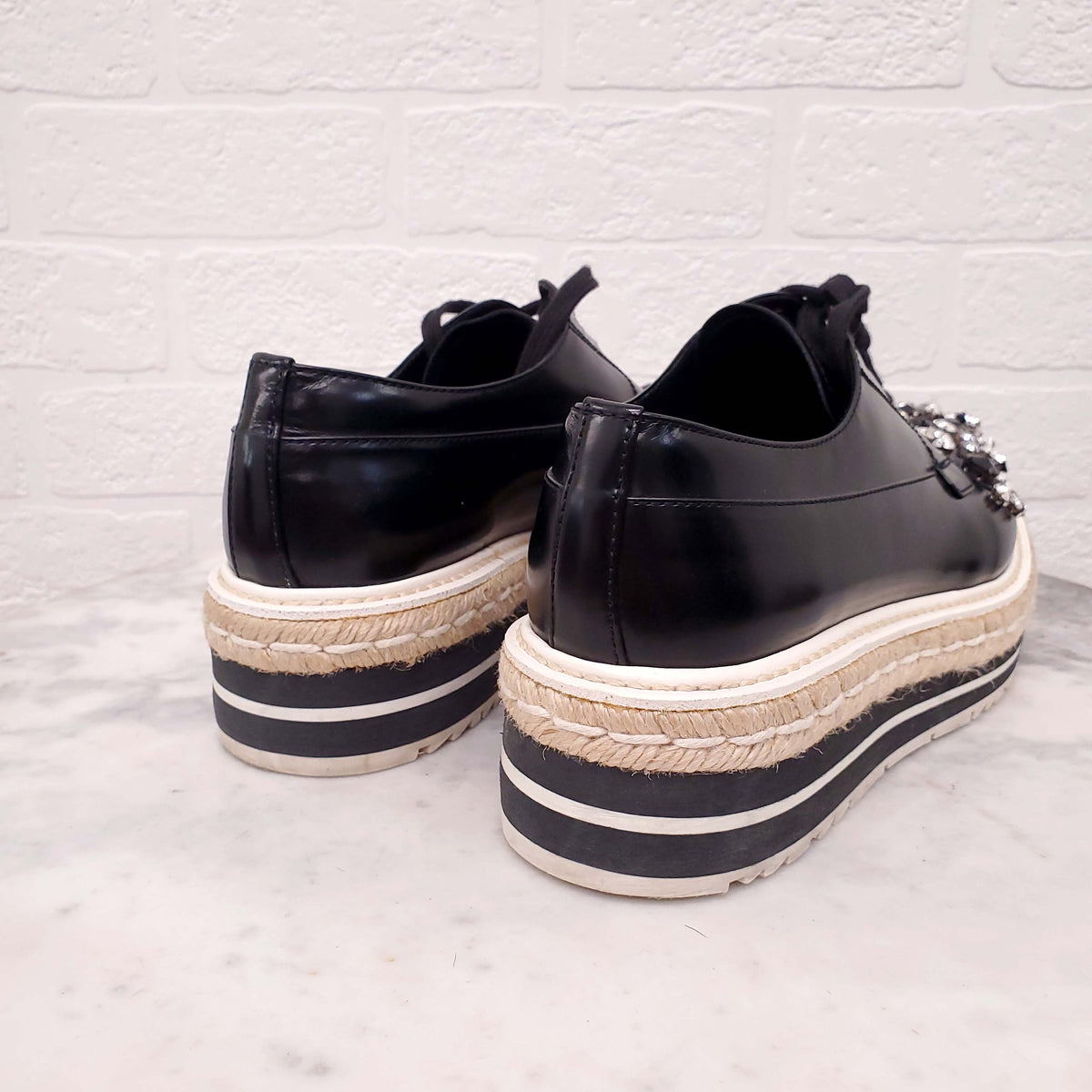 PRADA ESPADRILLES SNEAKERS WITH RHINESTONE DETAILS - SIZE 39