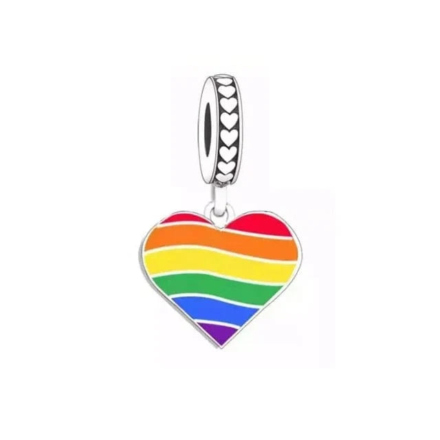 Pride Rainbow Heart Dangle Charm
