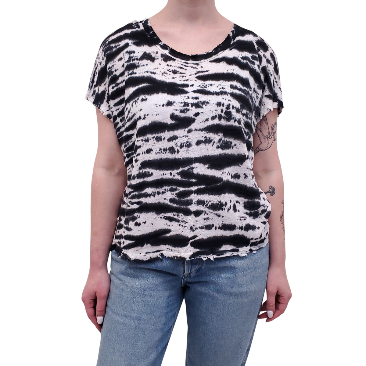 RTA ABSTRACT ZEBRA PRINT T-SHIRT - SIZE M