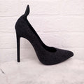 SAINT LAURENT BLACK SPARKLE HEELS - SIZE 36.5
