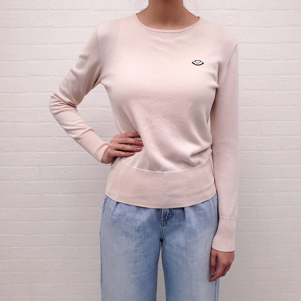 SEE BY CHLOÉ PEACH SWEATER WITH PATCH - SIZE S
