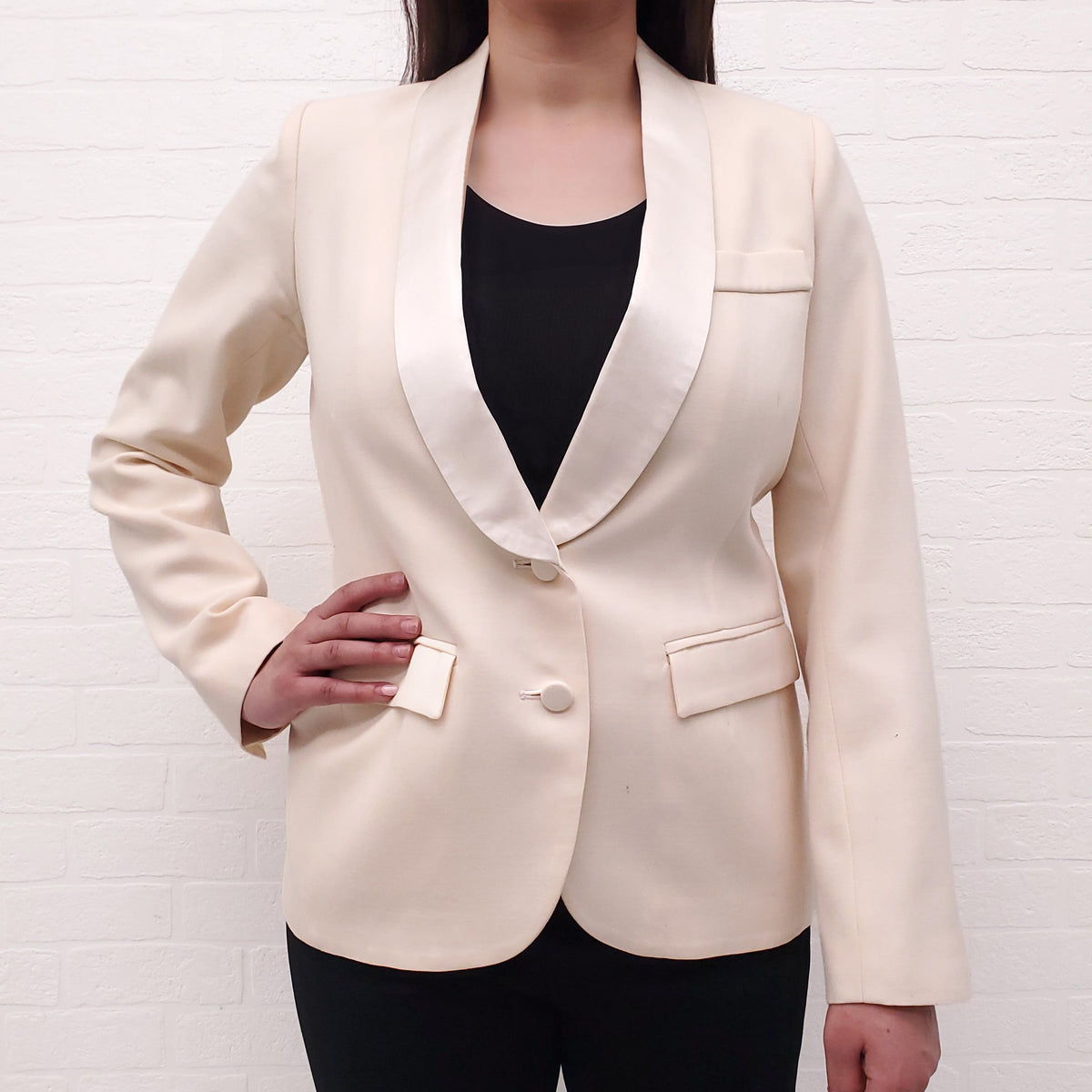 SMYTHE CREAM TUXEDO JACKET - SIZE 10