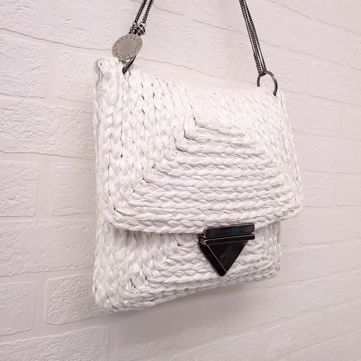 STELLA MCCARTNEY WHITE RAFFIA SHOULDER BAG