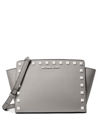 Michael Michael Kors Selma Medium Studded Saffiano Messenger