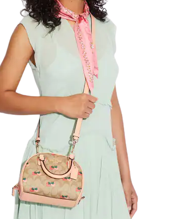 Coach Sydney Satchel In Signature Canvas With Strawberry Print