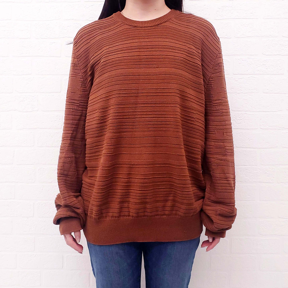 THE ROW COGNAC COTTON KNIT SWEATER - SIZE L