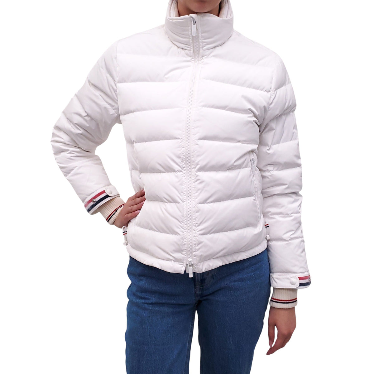 THOM BROWNE WHITE DOWN PUFFER JACKET - SIZE 40