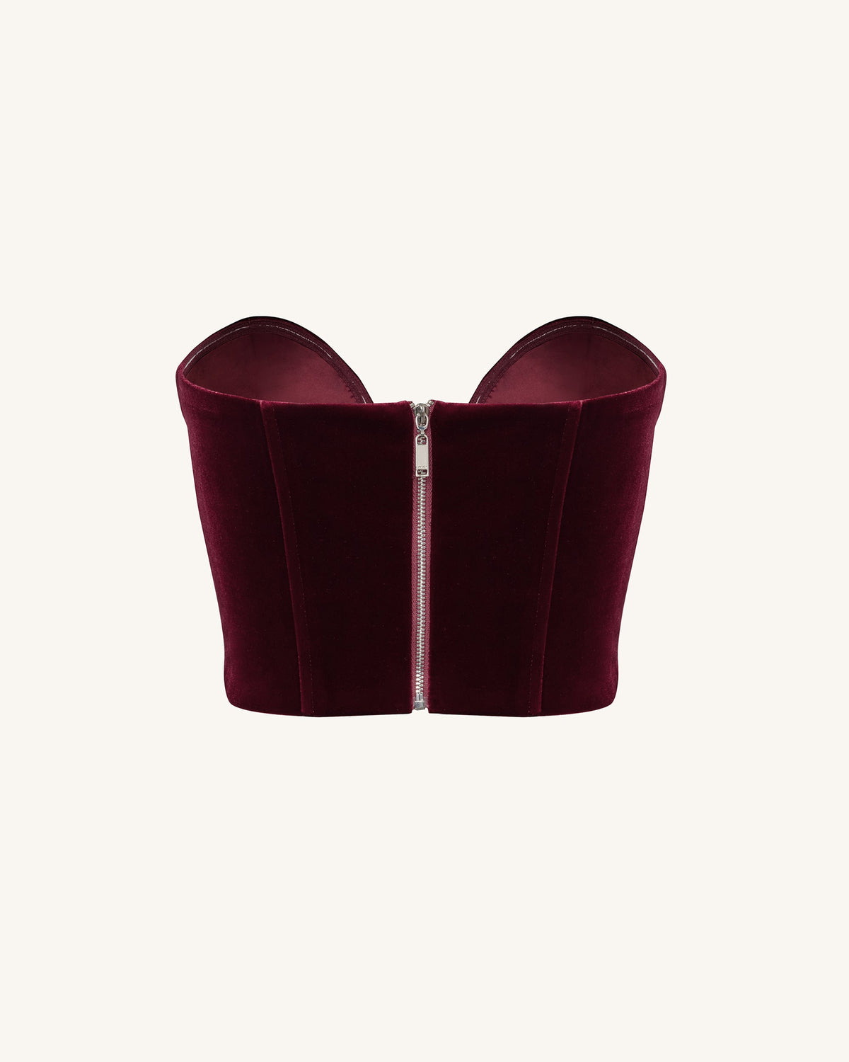 Anna Low-cut Velvet Corset Top - Claret
