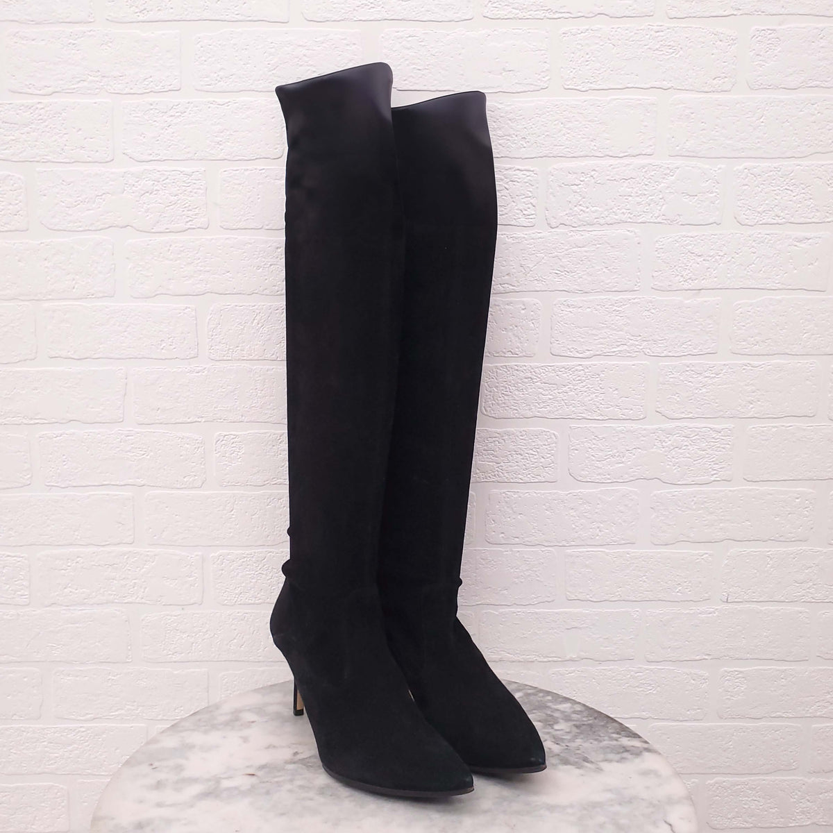VALENTINO BLACK SUEDE KNEE HIGH BOOTS - SIZE 40