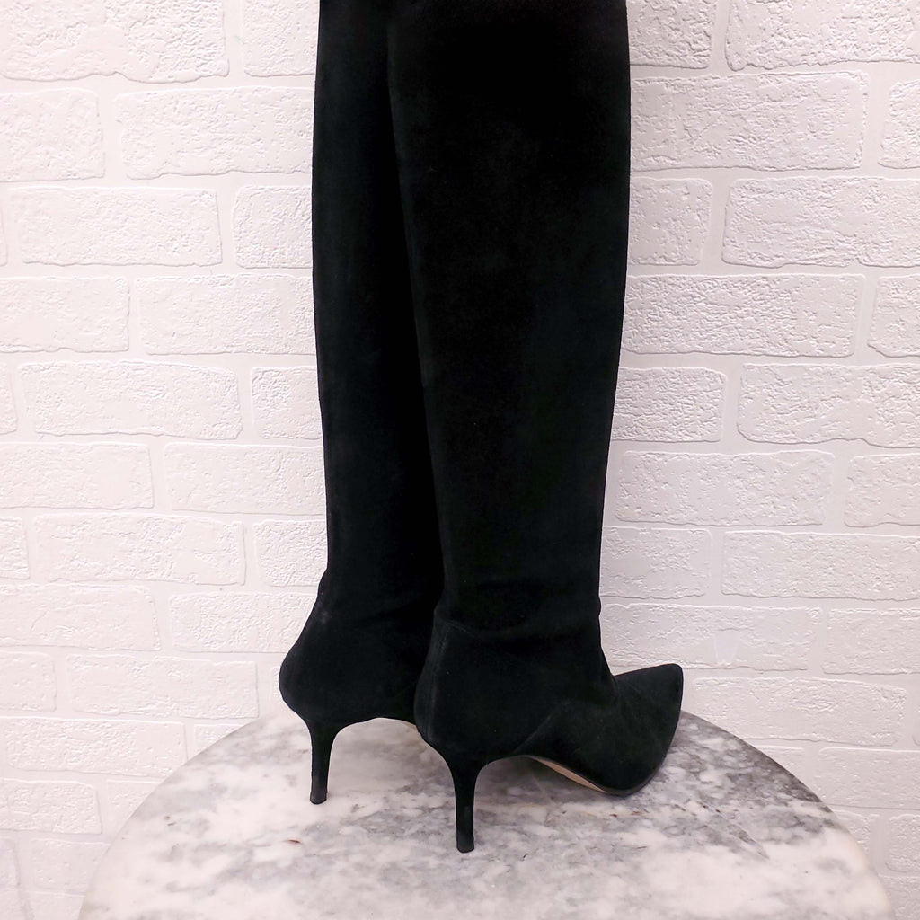 VALENTINO BLACK SUEDE KNEE HIGH BOOTS - SIZE 40