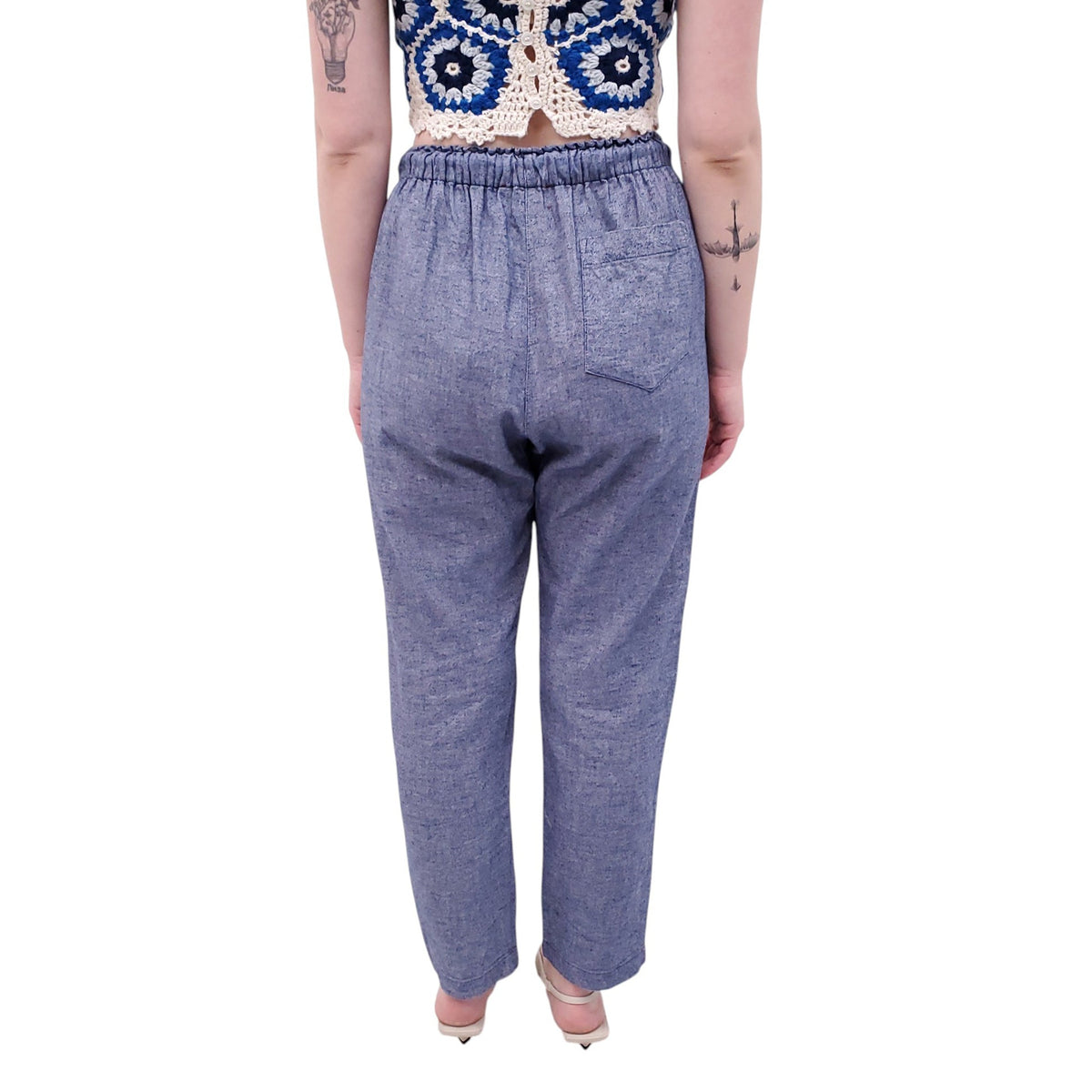 XIRENA DENIM-EFFECT COTTON PANTS - SIZE S