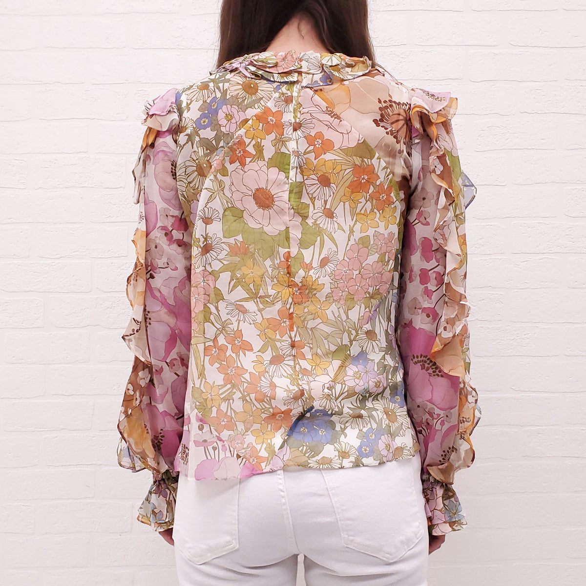 ZIMMERMANN FLORAL MULTICOLOUR BLOUSE - SIZE 0/XS