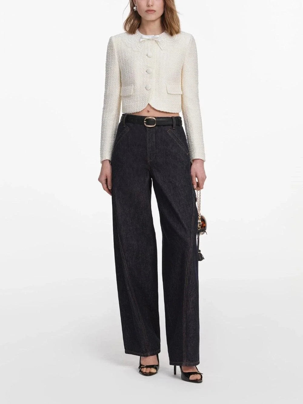 Self-Portrait Women Boucle Lace Collar Jacket