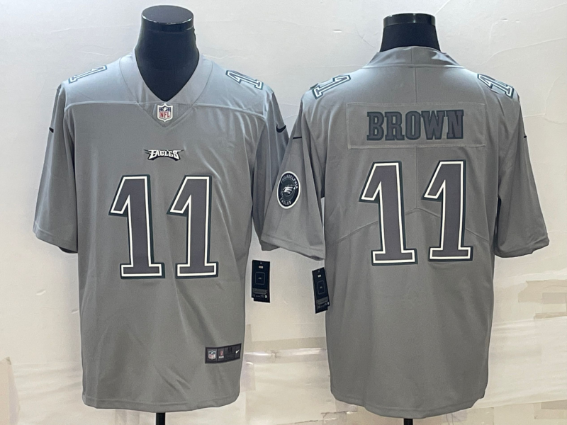 Men's Philadelphia Eagles A.J. Brown #11 Gray Atmosphere Fashion Game jersey