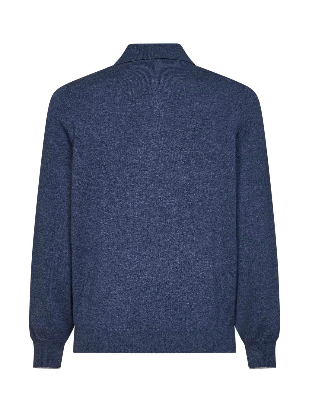 Brunello Cucinelli Men Denim Cashmere Knit Polo Shirt