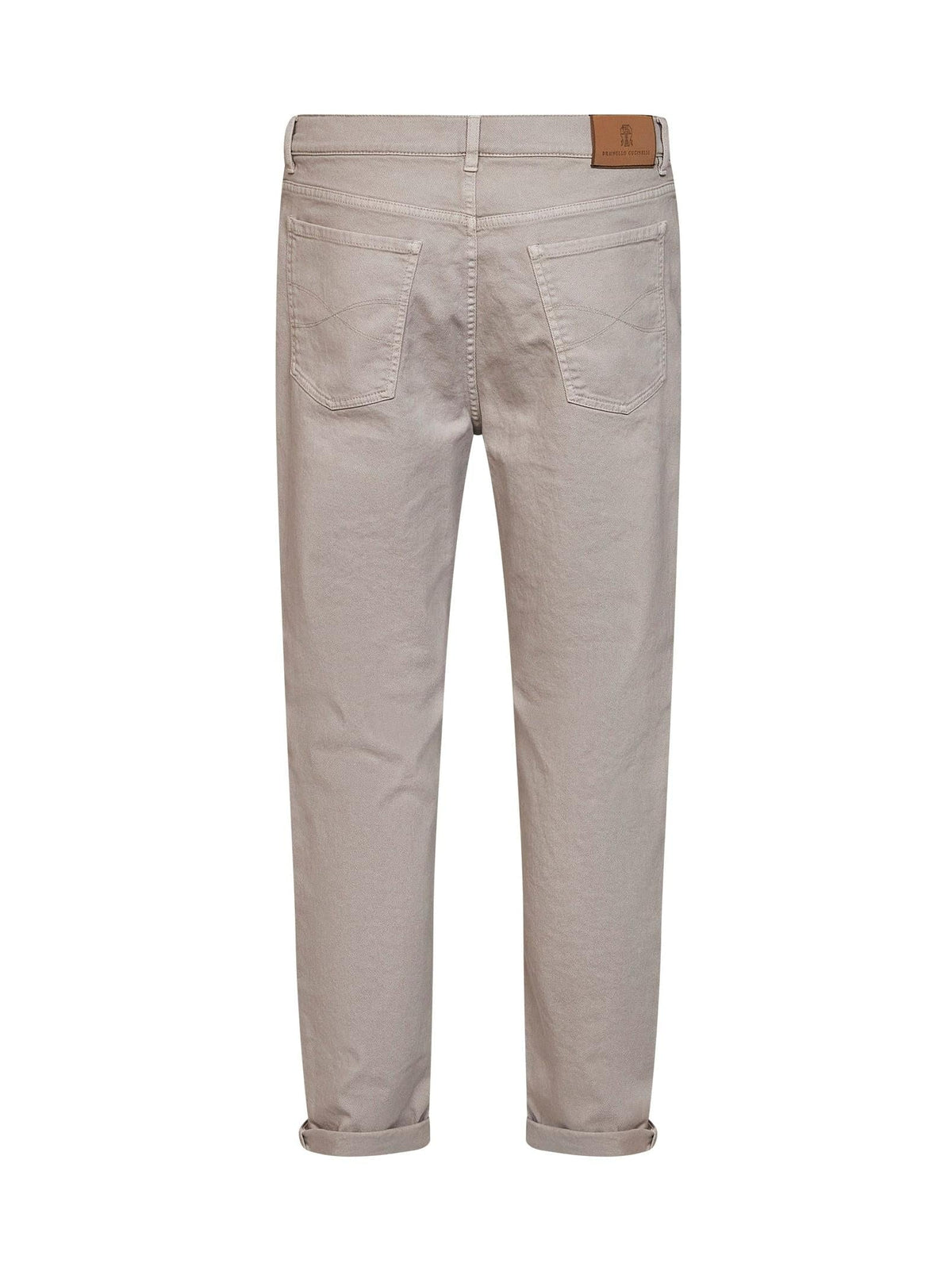 Brunello Cucinelli Men Marble Grey Garment-Dyed Lightweight Comfort Denim Iconic Fit Jeans
