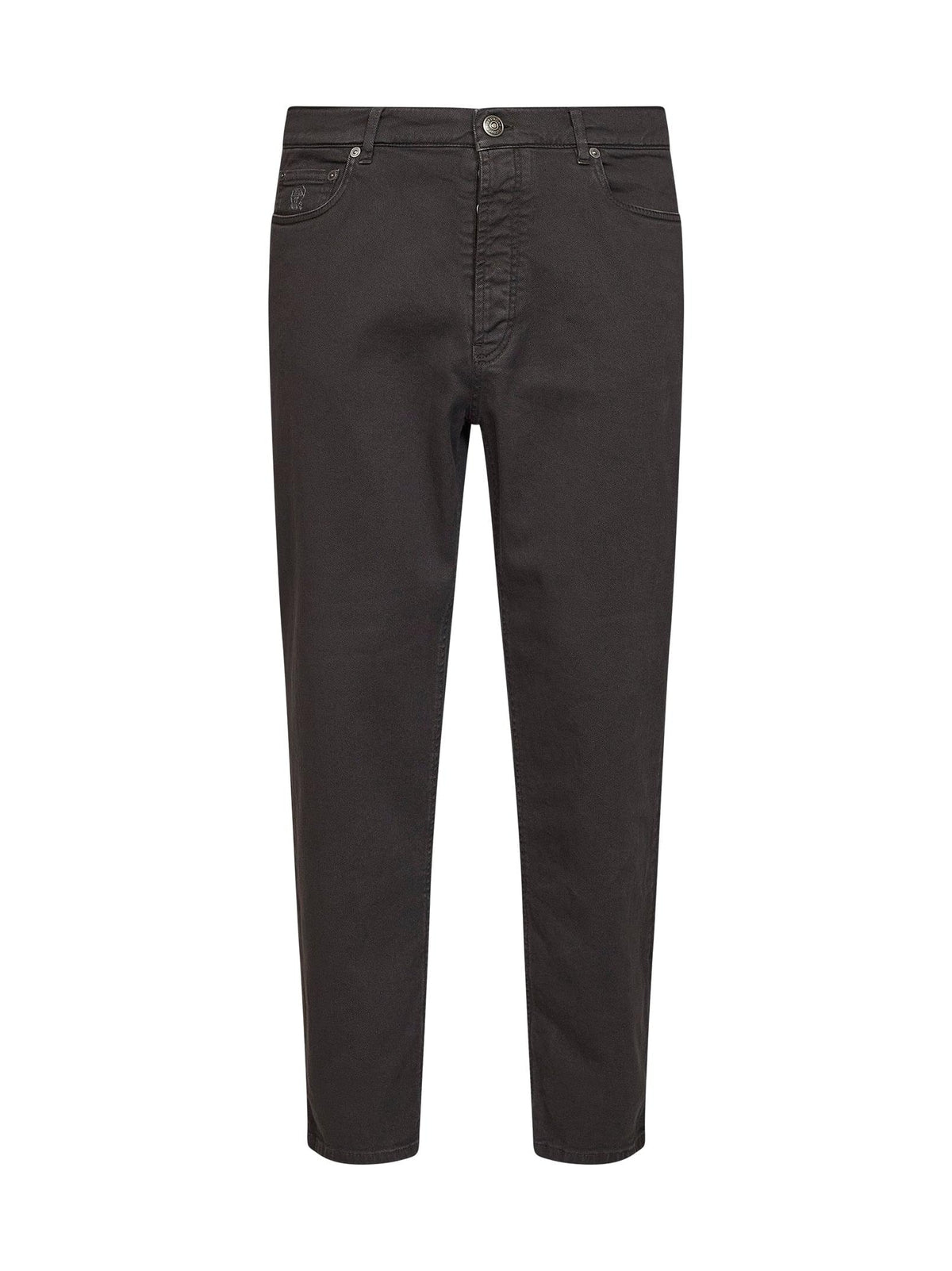 Brunello Cucinelli Men Dark Brown Garment-Dyed Lightweight Comfort Denim Iconic Fit Jeans
