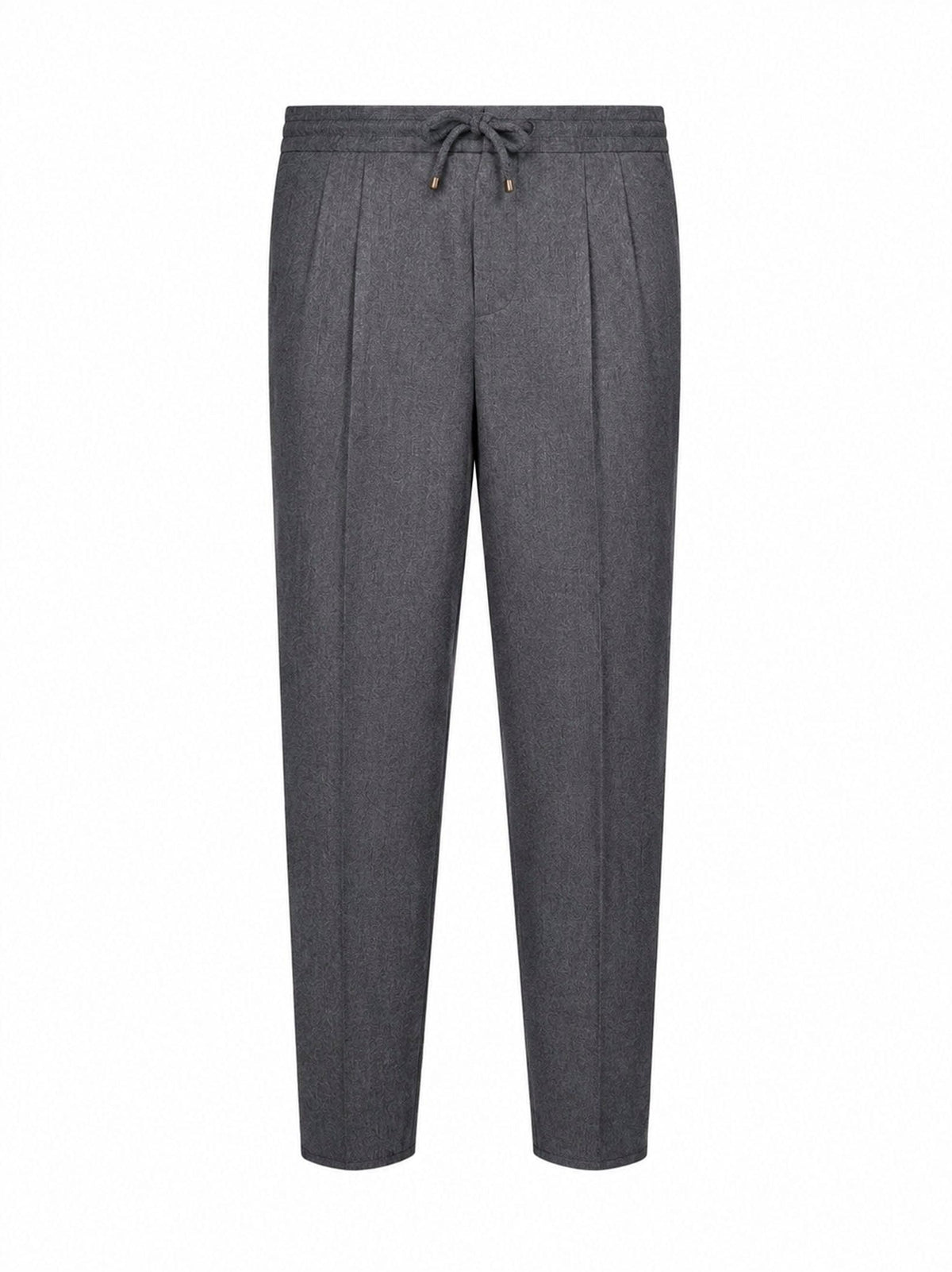 Brunello Cucinelli Men Medium Grey Virgin Wool Drawstring Trousers