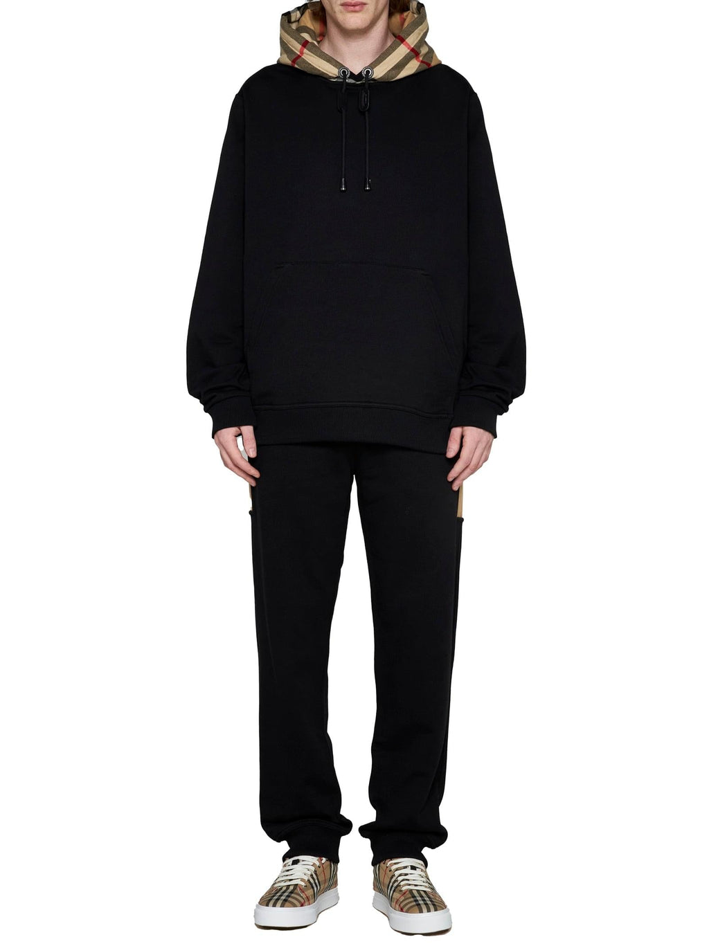 Burberry Men Checked Cotton Hoodie