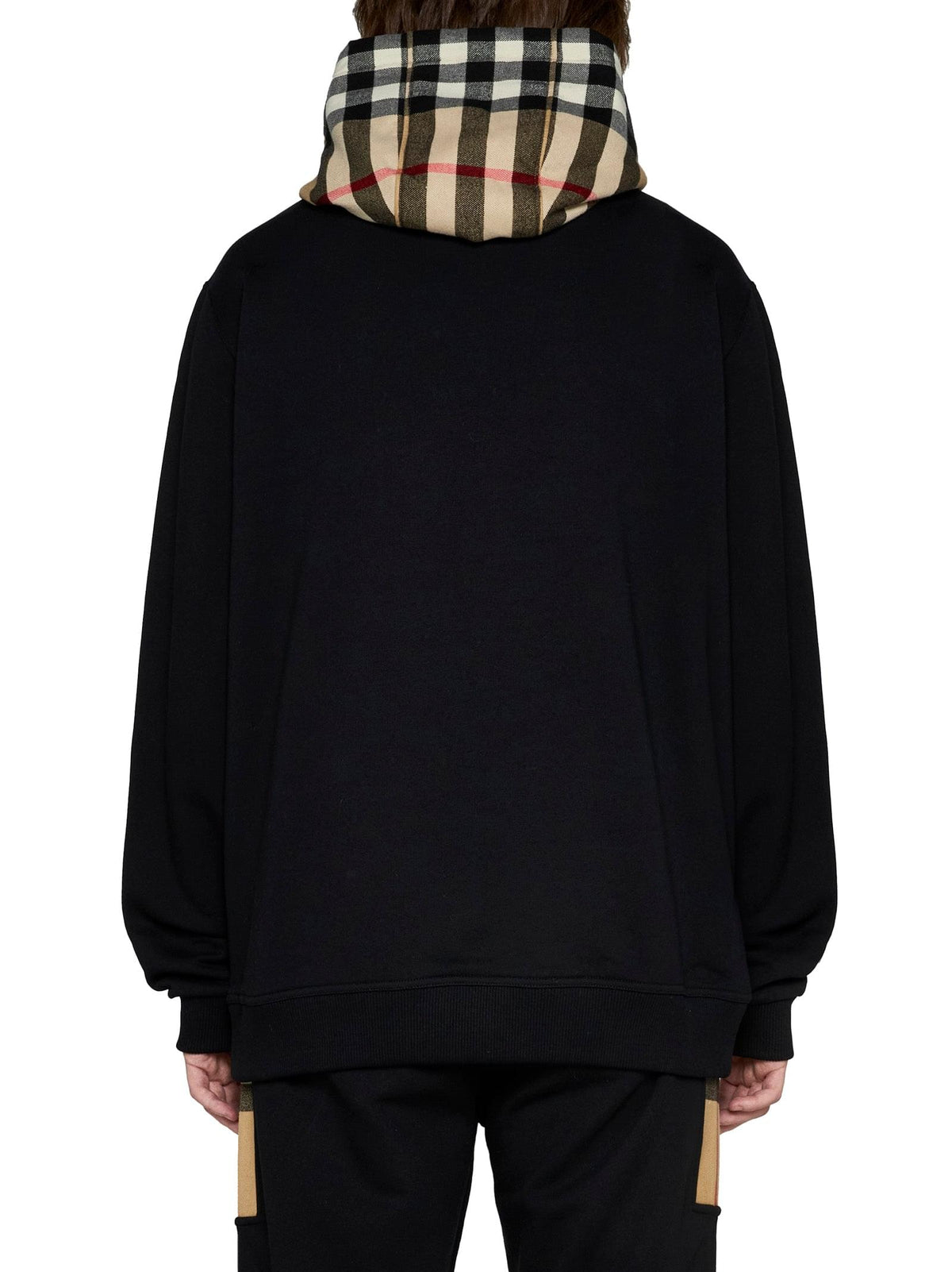 Burberry Men Checked Cotton Hoodie