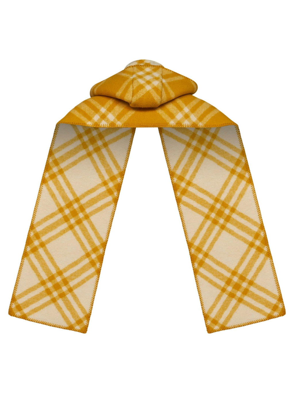Burberry Men Pear Yellow Check Wool Hooded Scarf