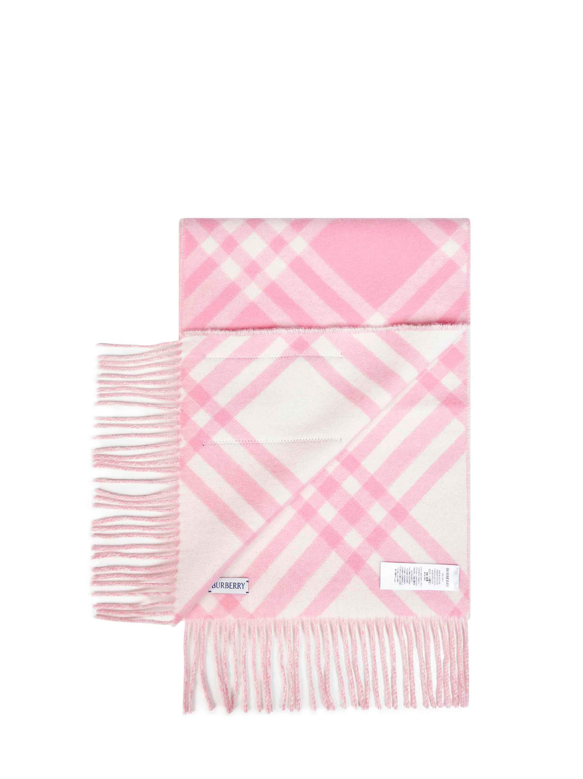 Burberry Women Sugar Pink Double-Face Check Cashmere Scarf