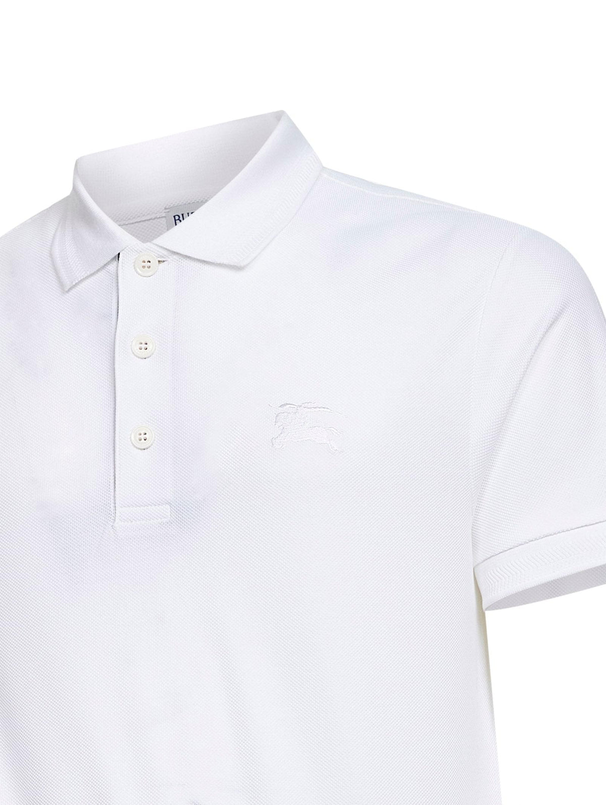 Burberry Men White Cotton Pique Polo Shirt With Ekd Embroidery