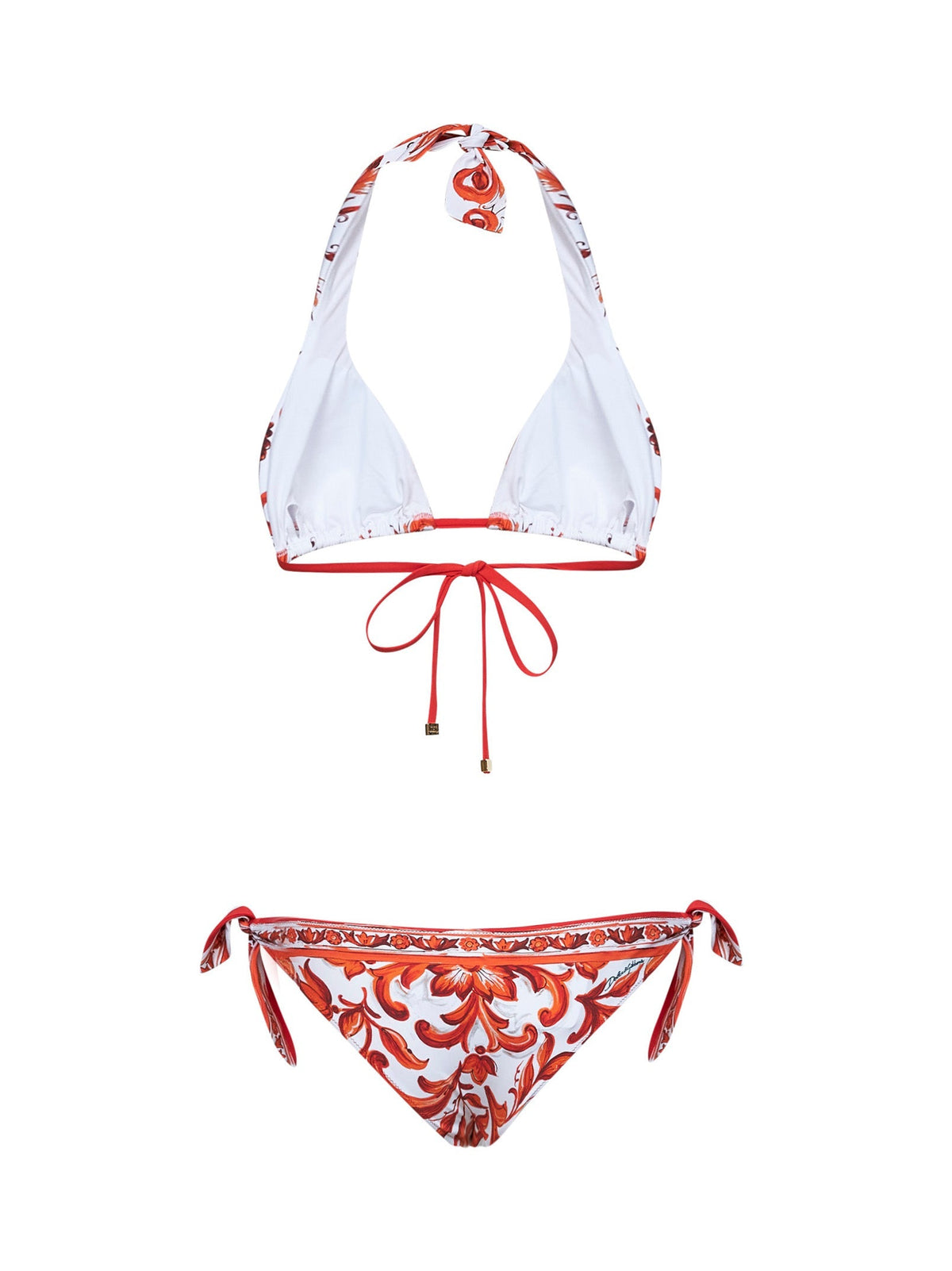 Dolce & Gabbana Women Orange Maiolica-Print Lycra Bikini