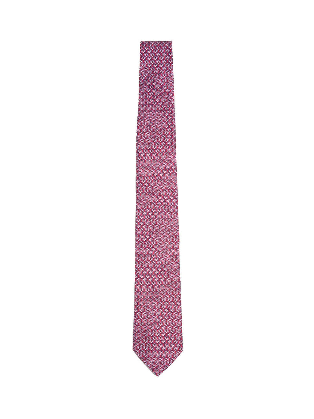 Ferragamo Men Red Silk Tetris Print Tie