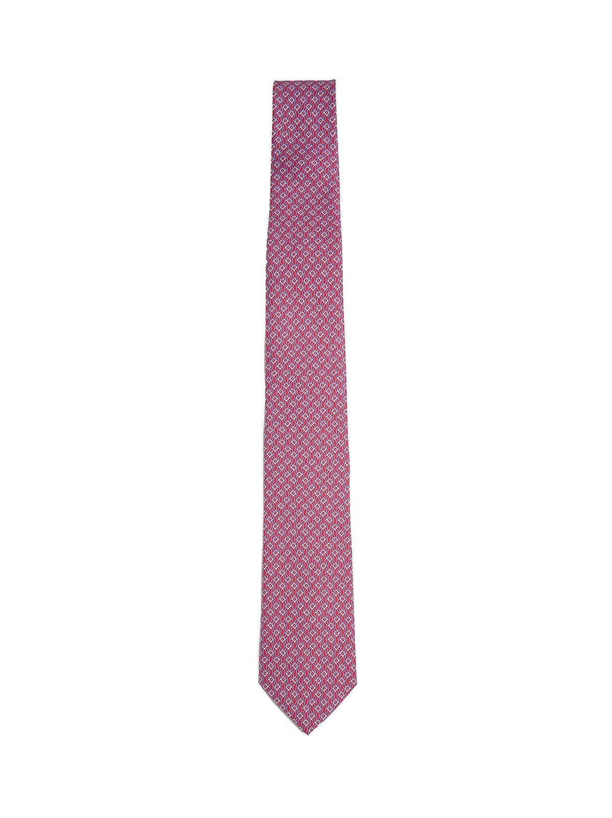 Ferragamo Men Red Silk Tetris Print Tie