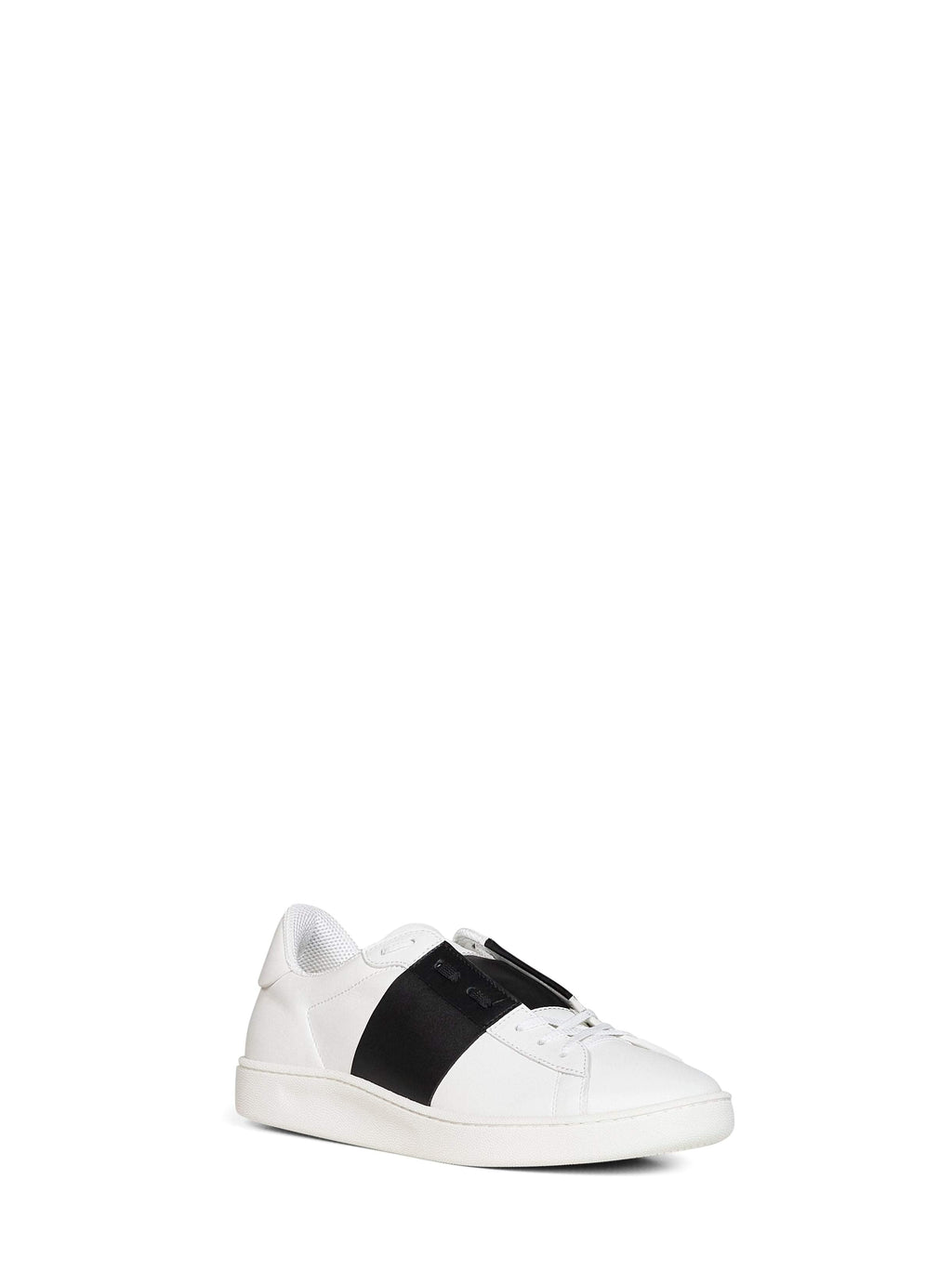 Valentino Garavani Men White And Black Nappa Calfskin Open Royco Sneakers