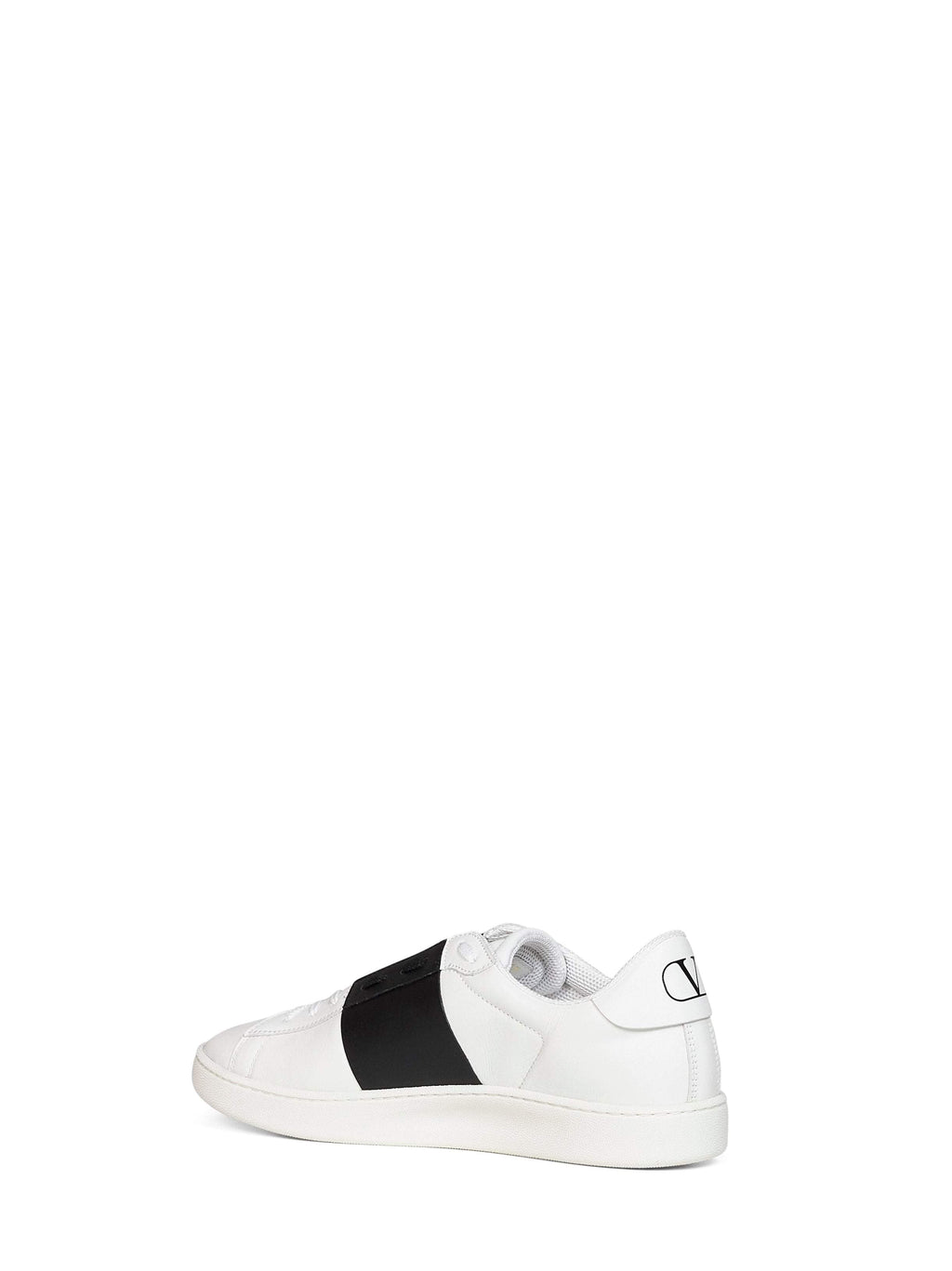 Valentino Garavani Men White And Black Nappa Calfskin Open Royco Sneakers