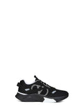Valentino Garavani Men Black And Grey Mesh And Suede Demivee Sneakers