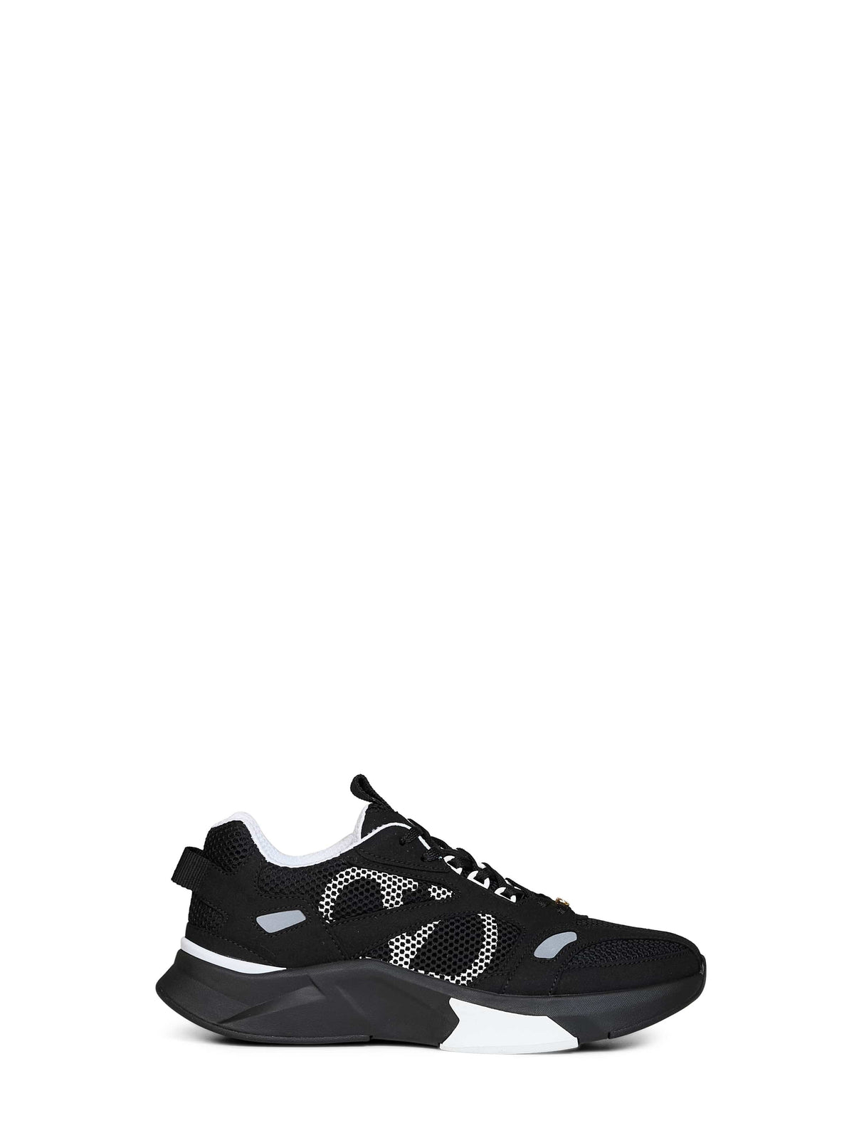 Valentino Garavani Men Black And Grey Mesh And Suede Demivee Sneakers