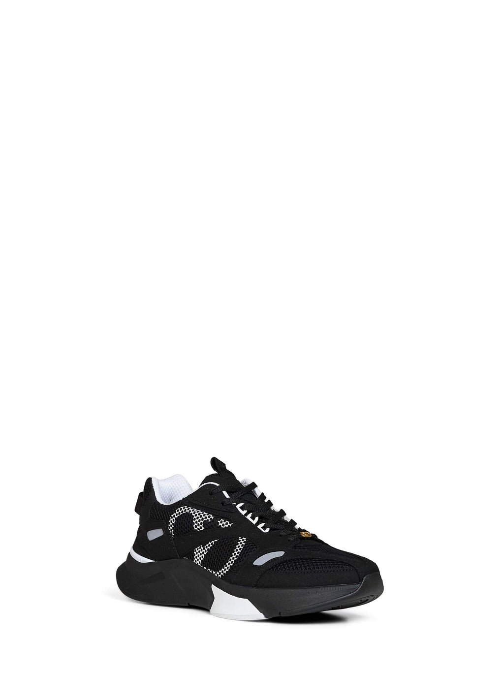 Valentino Garavani Men Black And Grey Mesh And Suede Demivee Sneakers