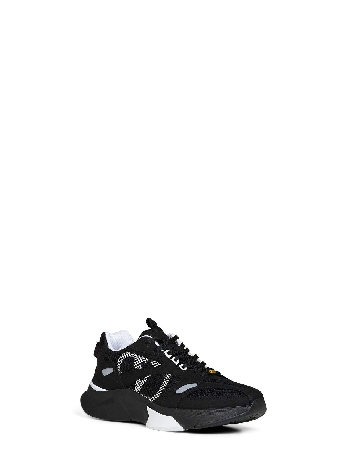 Valentino Garavani Men Black And Grey Mesh And Suede Demivee Sneakers