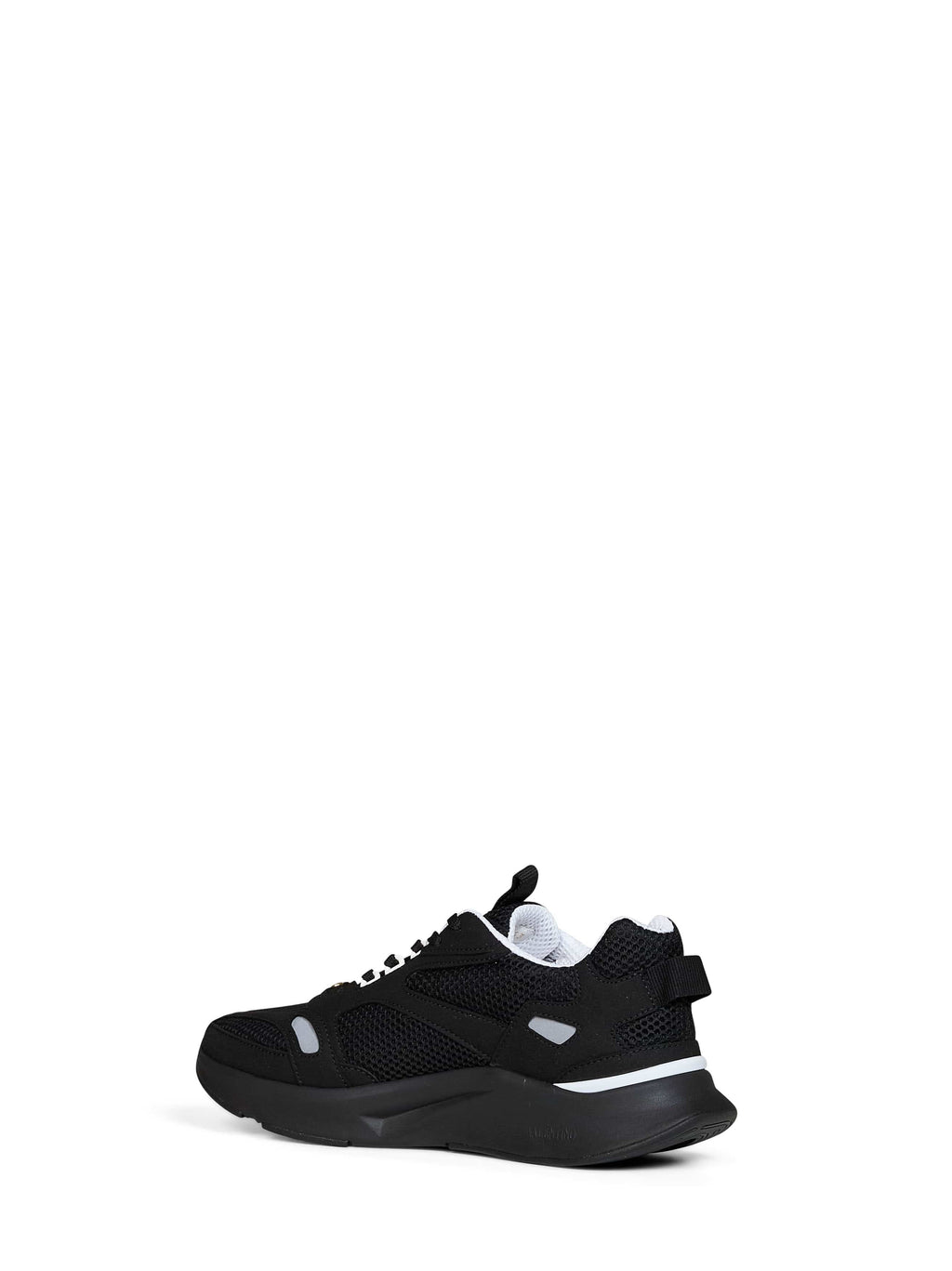 Valentino Garavani Men Black And Grey Mesh And Suede Demivee Sneakers