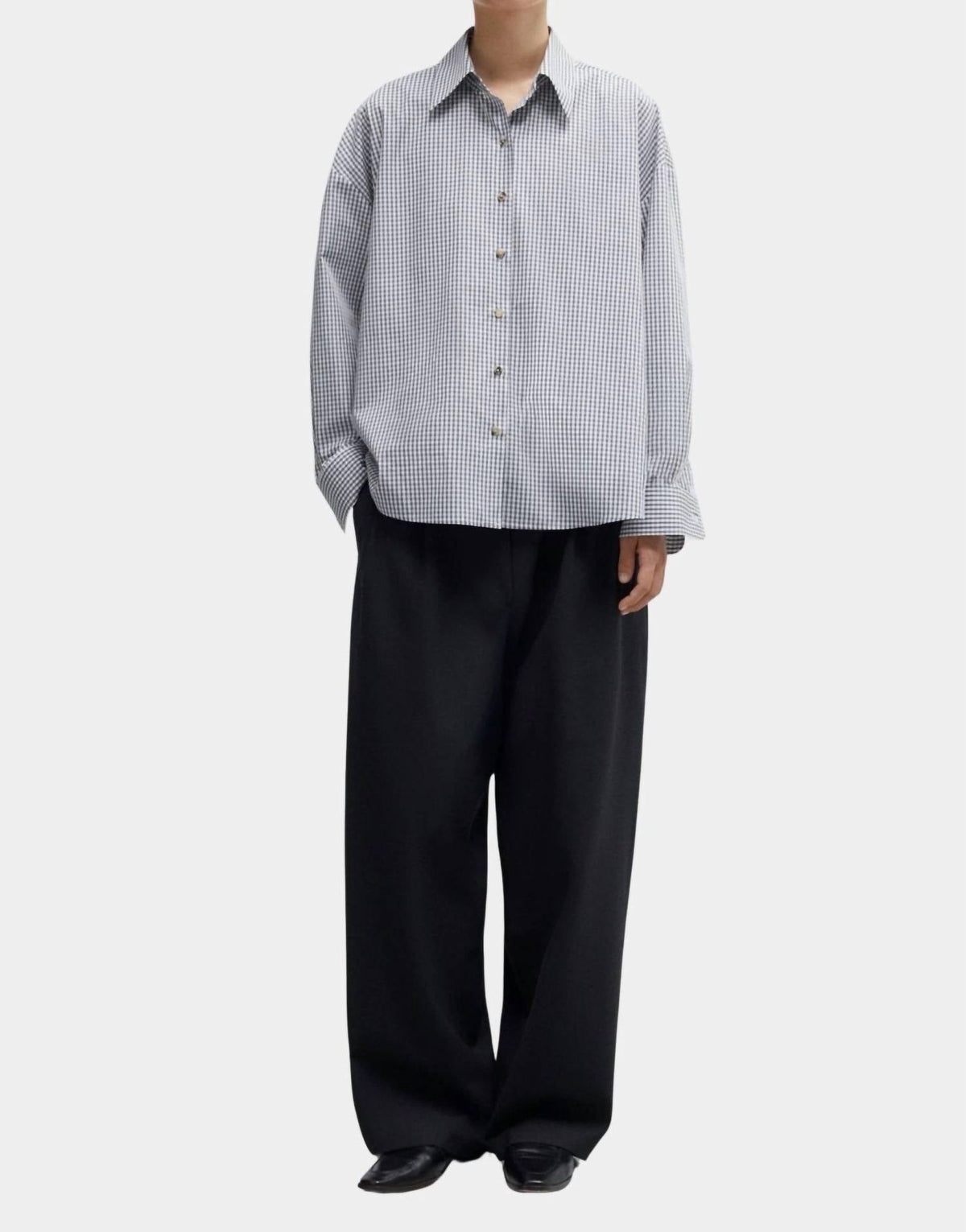Oversized Vichy Shirt In Grey