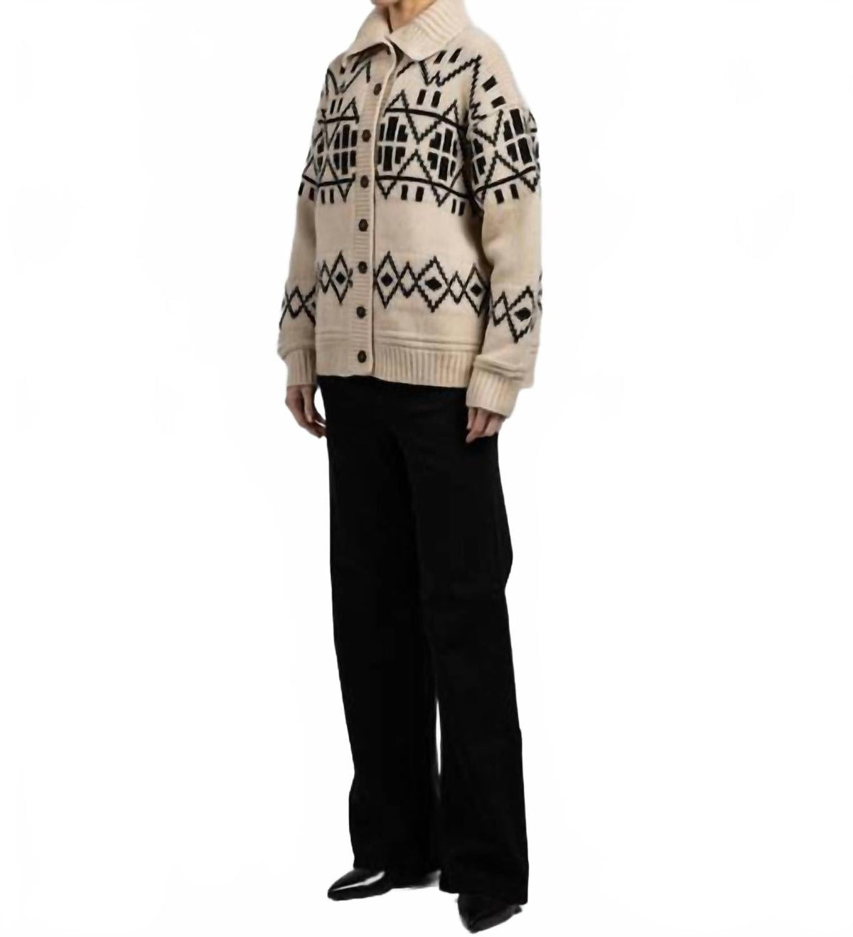 Merino Fair Isle Jacket In Ivory Combo