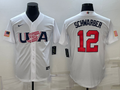 Men's 2023 World Baseball Classic #12 Kyle Schwarber USA White jersey