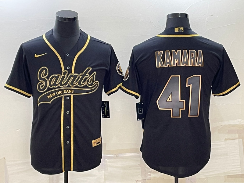 Men's New Orleans Saints Alvin Kamara #41 Black Game Player jersey Joint Edition