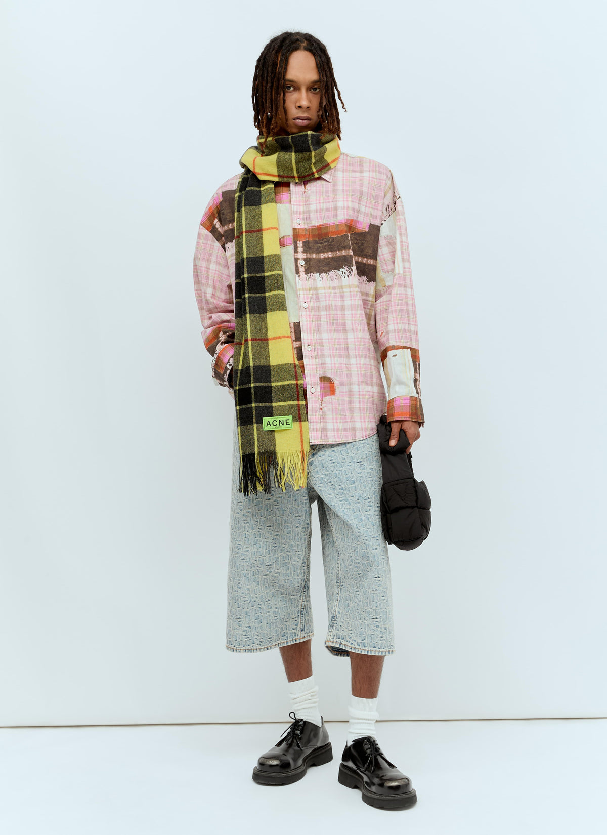 Acne Studios Men Check Fringe Scarf