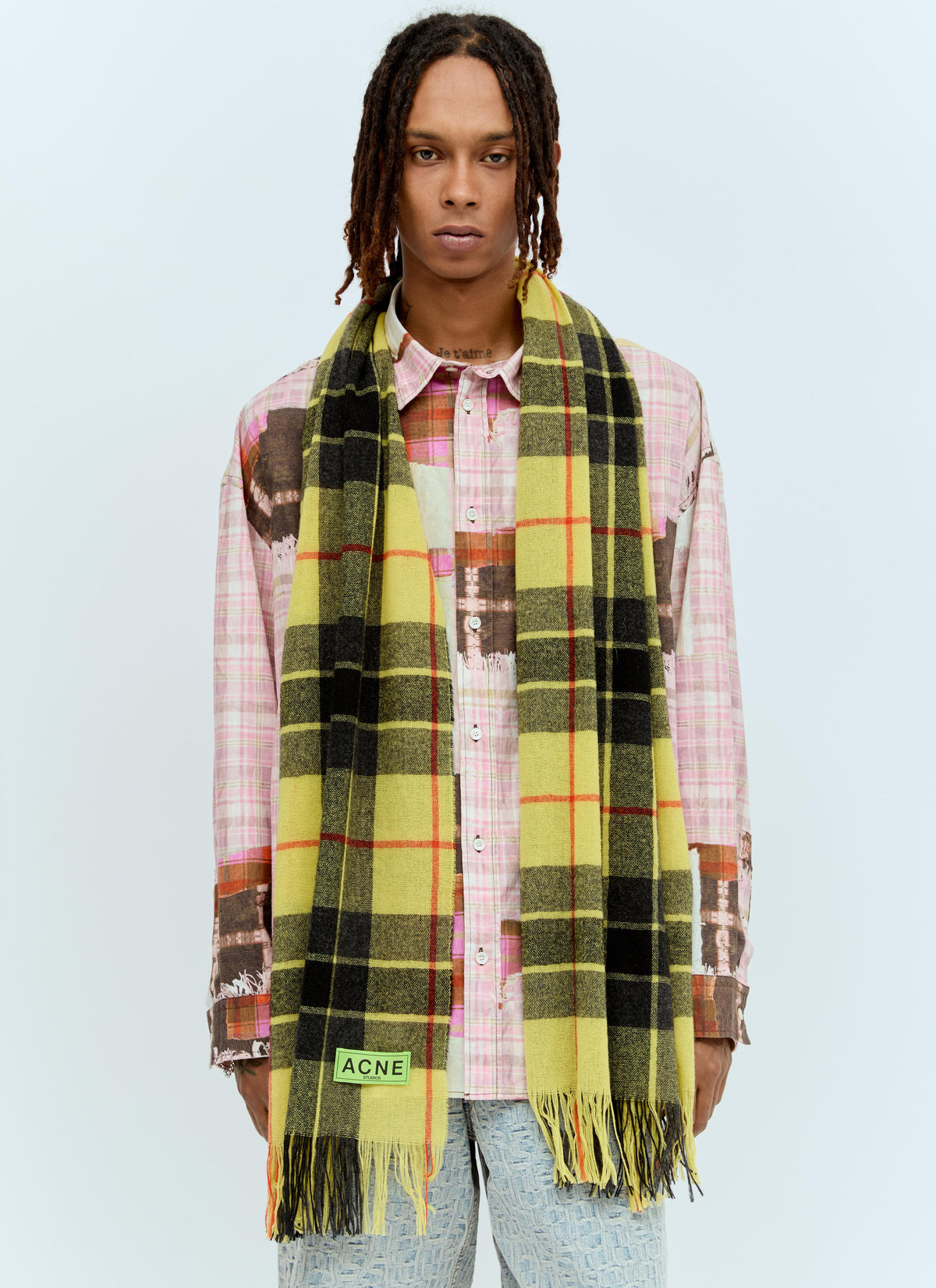 Acne Studios Men Check Fringe Scarf