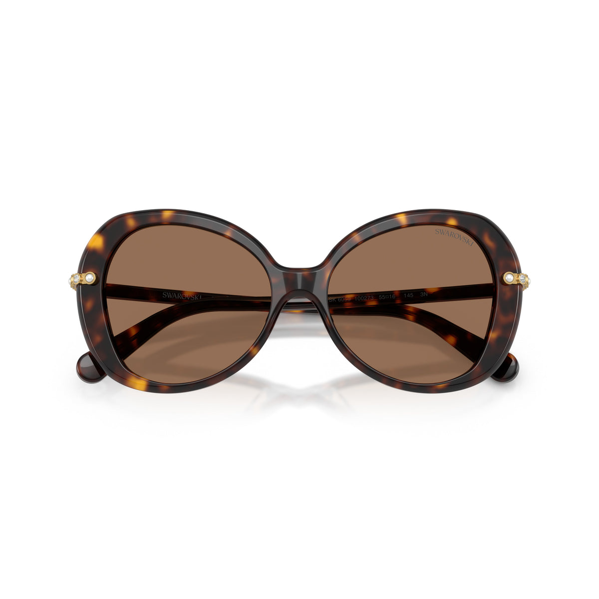 0Sk6059 Oversized Tortoiseshell Sunglasses with Crystal Accents
