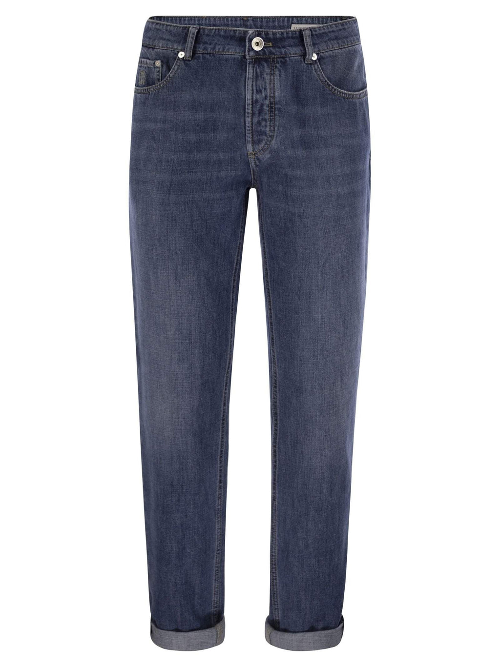 Brunello Cucinelli Men Five-Pocket Traditional Fit Trousers In Lightweight Denim