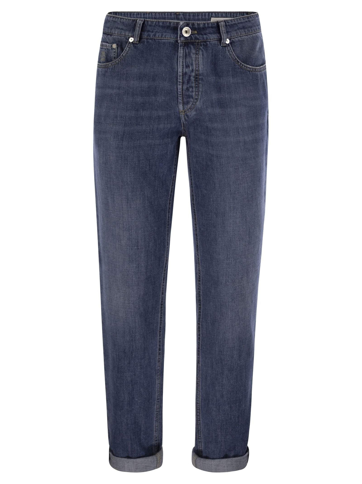 Brunello Cucinelli Men Five-Pocket Traditional Fit Trousers In Lightweight Denim