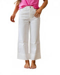 High Rise Cropped Wide Leg Jeans In White